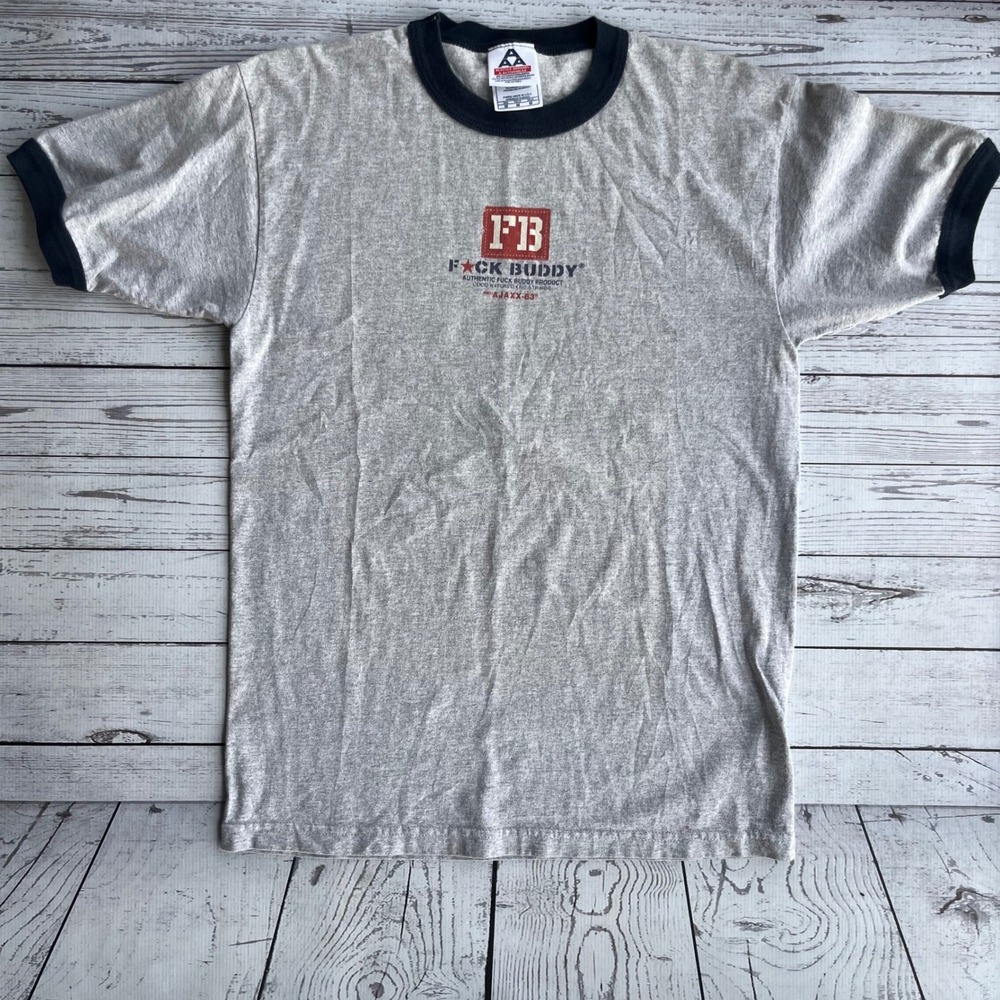 F*CK BUDDY Vintage Y2K Ringer T-Shirt Mens M Streetwear Retro 90s Skate Urban - Picture 2 of 11